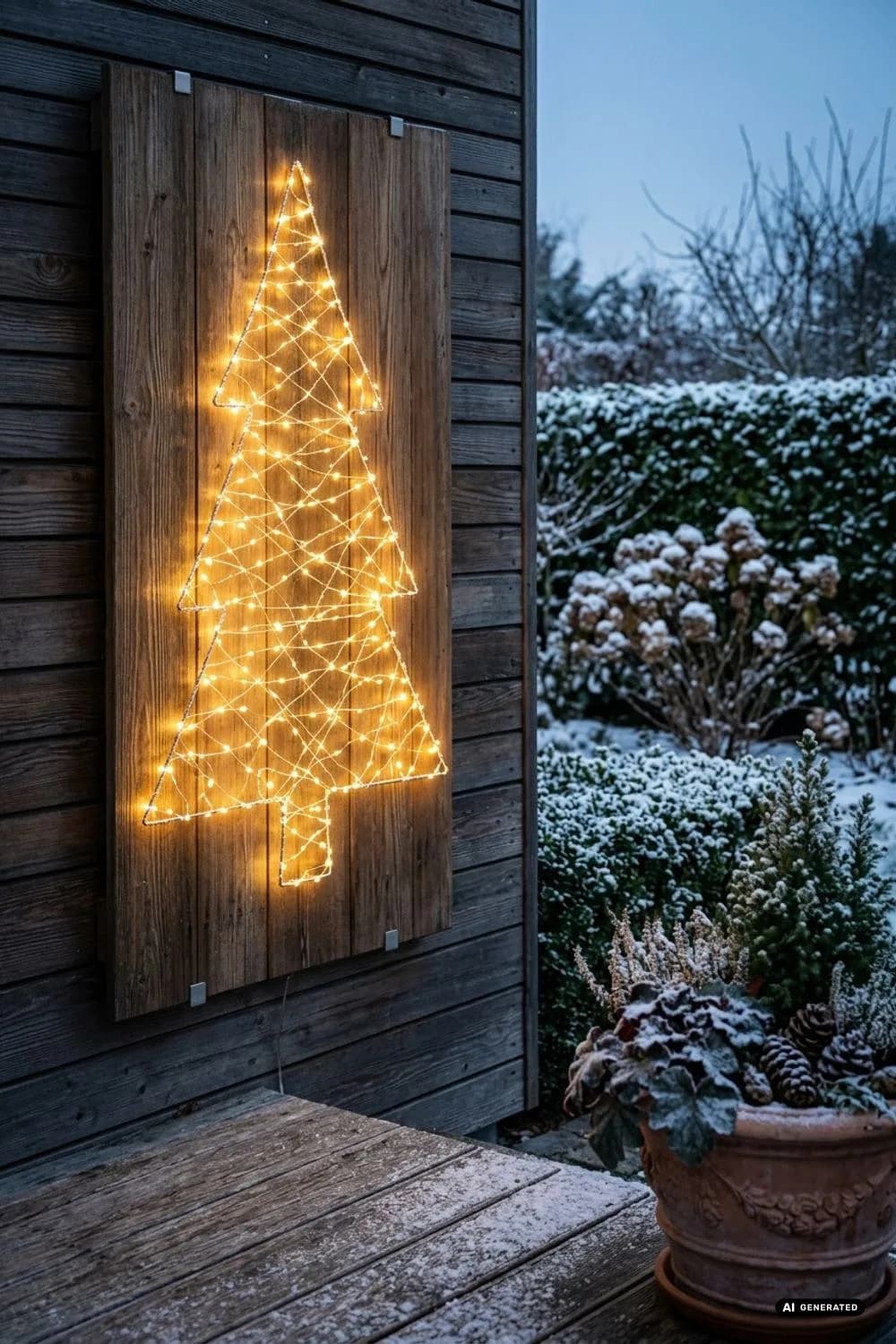 Die minimalistische Lichter-Silhouette: Kreativ ohne Nadeln – 10 Ideen für einen Weihnachtsbaum im Garten oder auf der Terrasse