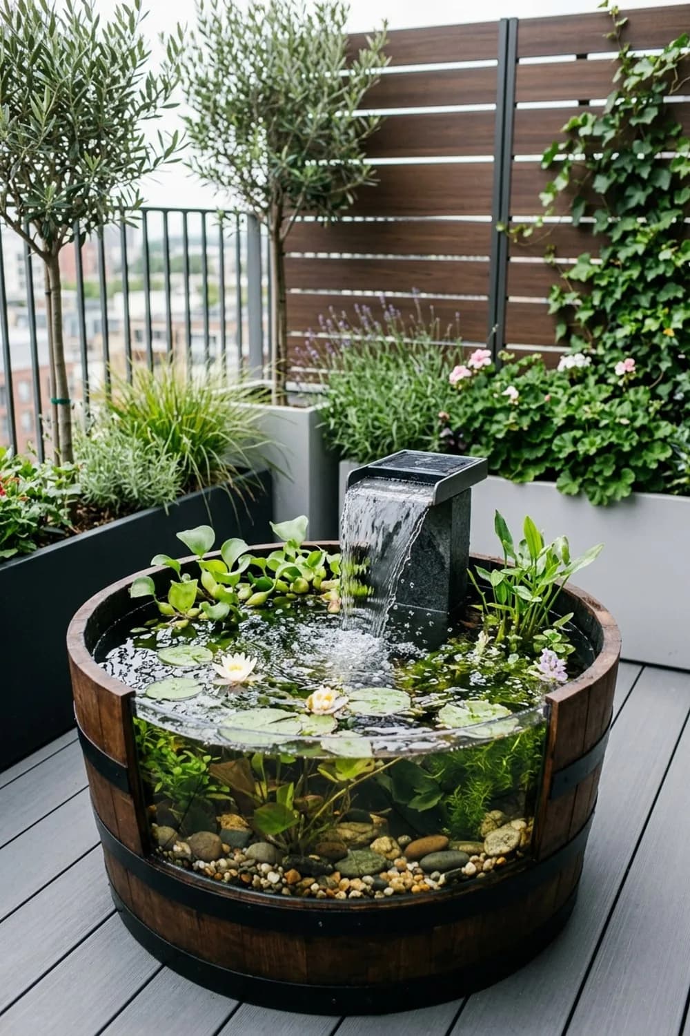 Das Wasserspiel: Sanftes Plätschern für die Seele – Weinfass als Deko im Garten: 9 schöne Ideen