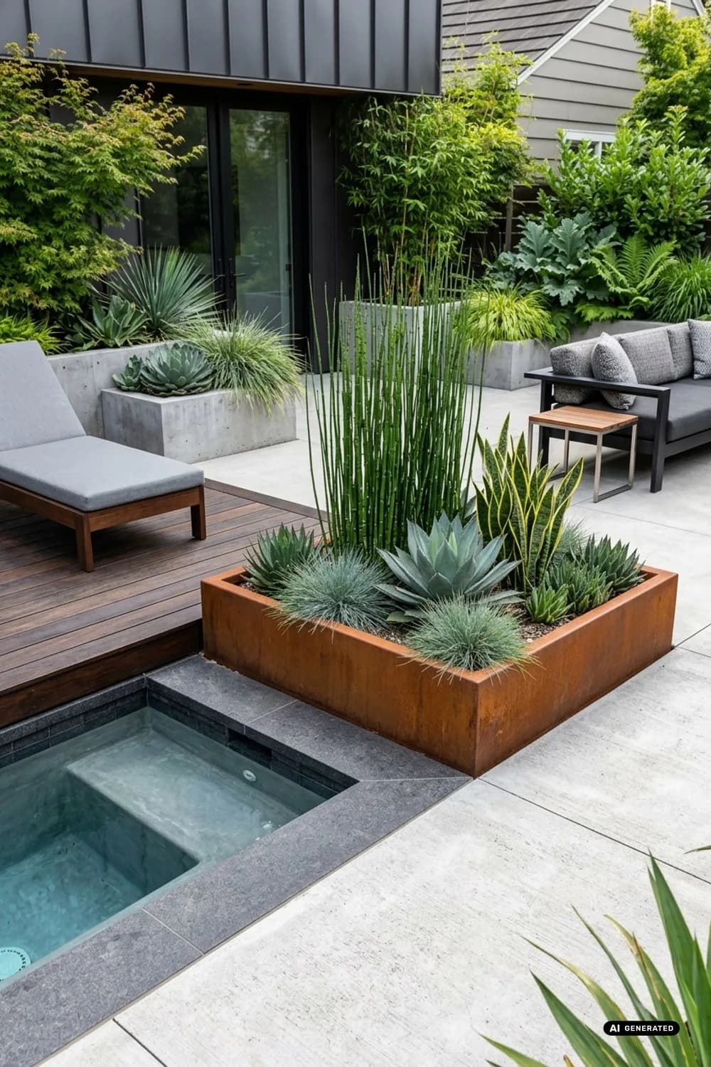 Der moderne Kubus: Klare Linien und architektonische Pflanzen – Hot Tube im Garten: 10 schöne Ideen