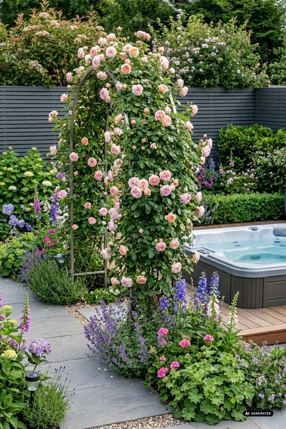 Romantischer Rückzugsort: Üppige Rosen und duftende Blüten – Hot Tube im Garten: 10 schöne Ideen