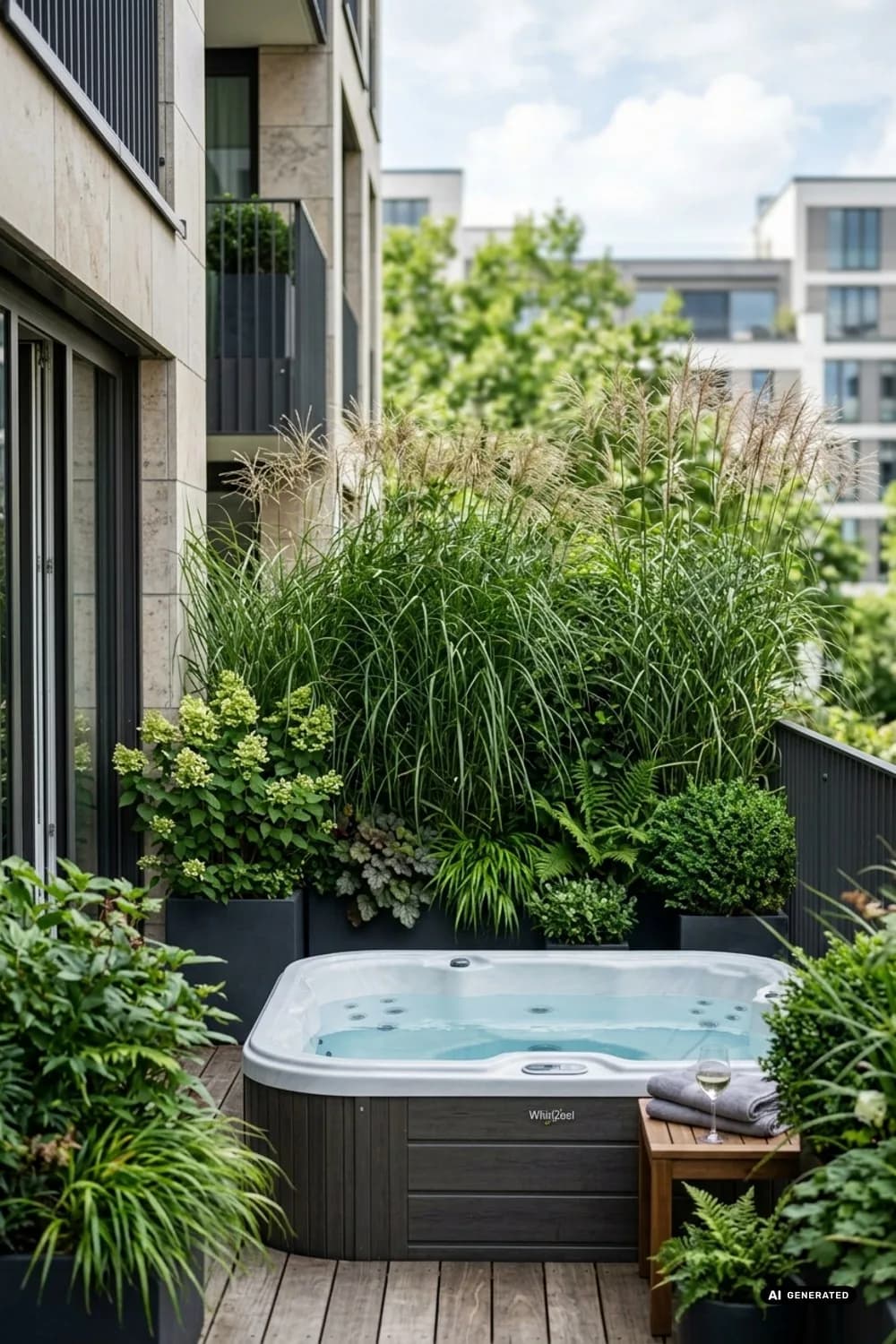 Der grüne Rahmen: Üppige Bepflanzung als Sichtschutz – Whirlpool auf der Terrasse: 7 schöne Ideen