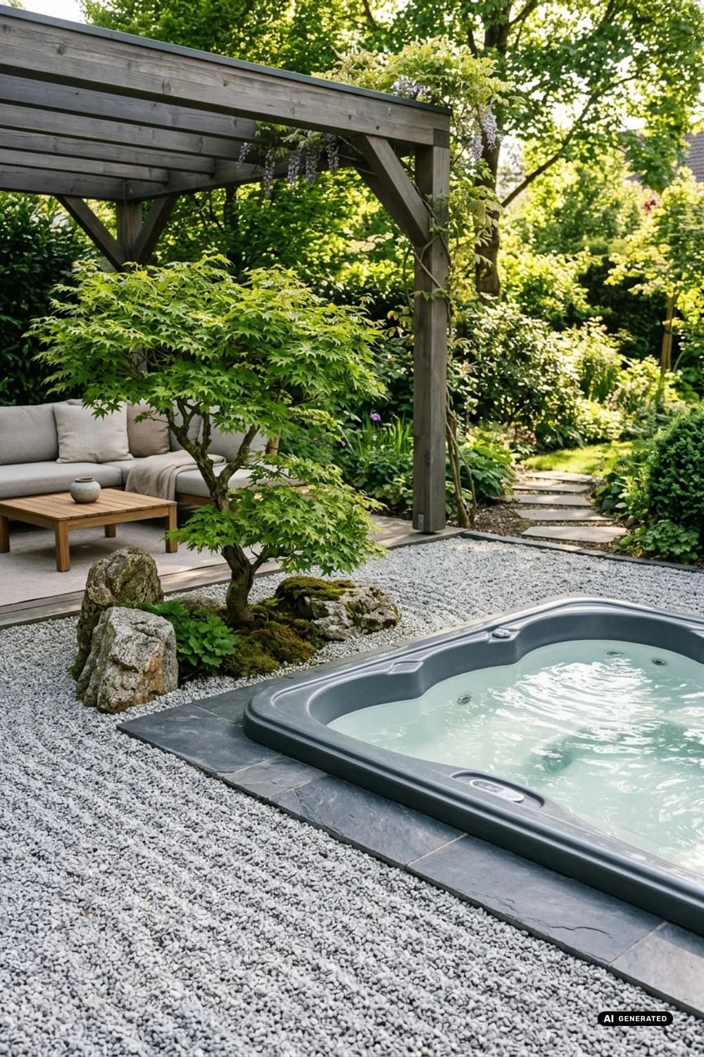 Japanische Ruhe: Zen-Garten-Flair für maximale Entspannung – Whirlpool auf der Terrasse: 7 schöne Ideen
