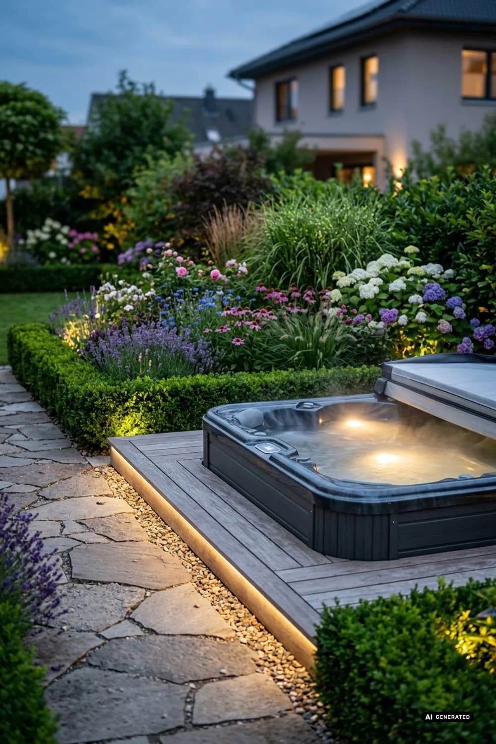 Lichtzauber am Abend: Stimmungsvolle Beleuchtung – Whirlpool auf der Terrasse: 7 schöne Ideen