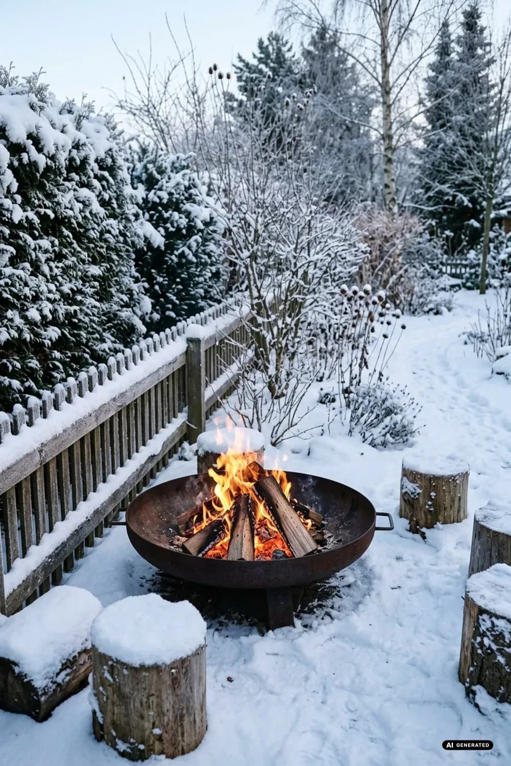 Feuerschale: Wärme und geselliges Zentrum – Winterdeko im Garten: 11 schöne Ideen