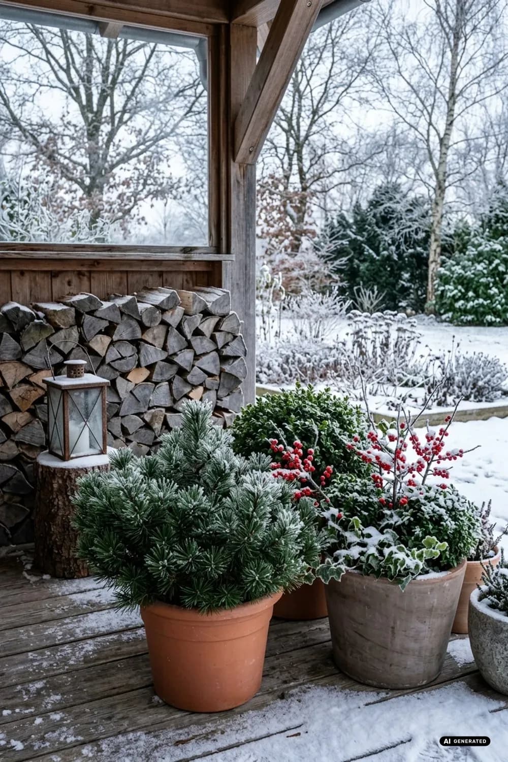 Immergrüne Pflanzen in Kübeln: Lebendiges Grün gegen das Grau – Winterdeko im Garten: 11 schöne Ideen