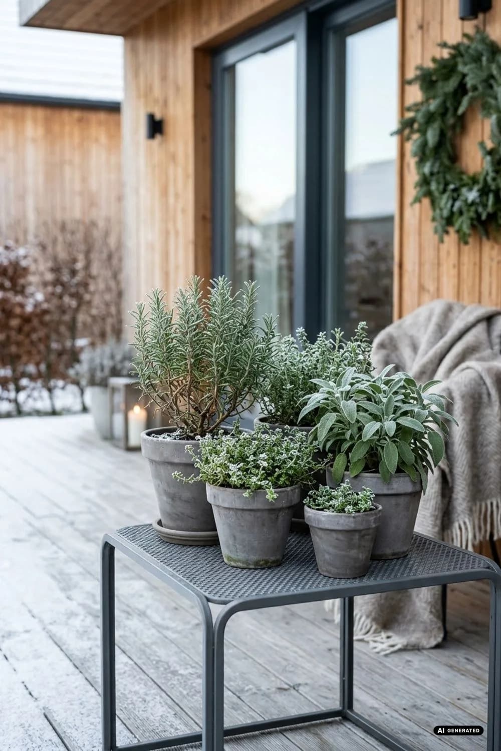 Duftende Akzente: Wintergrüne Kräuter im Topf – 12 Ideen für eine Winterterrasse im Hygge-Stil