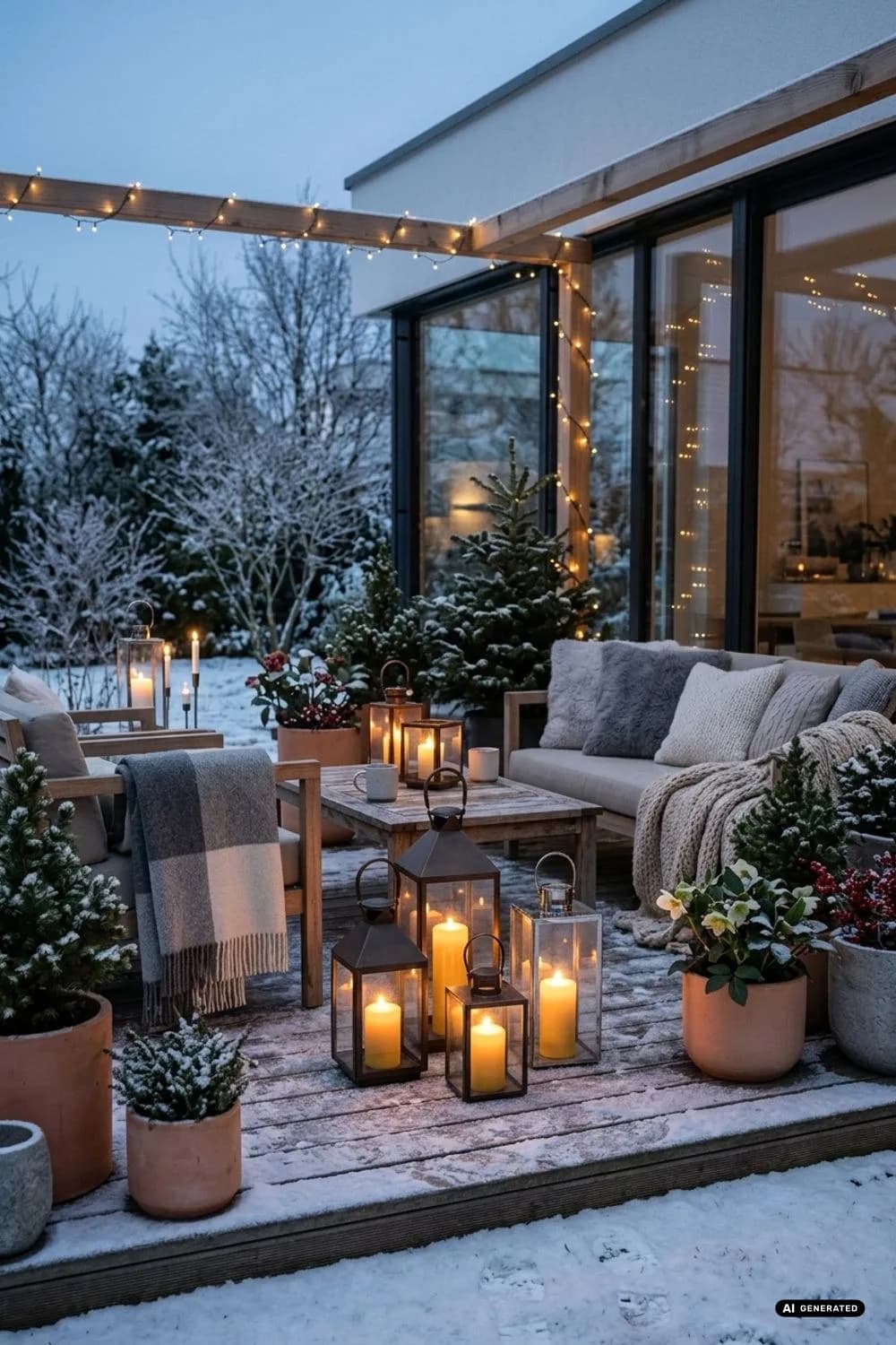 Kerzen und Laternen: Tanzende Lichter in der Dämmerung – 12 Ideen für eine Winterterrasse im Hygge-Stil