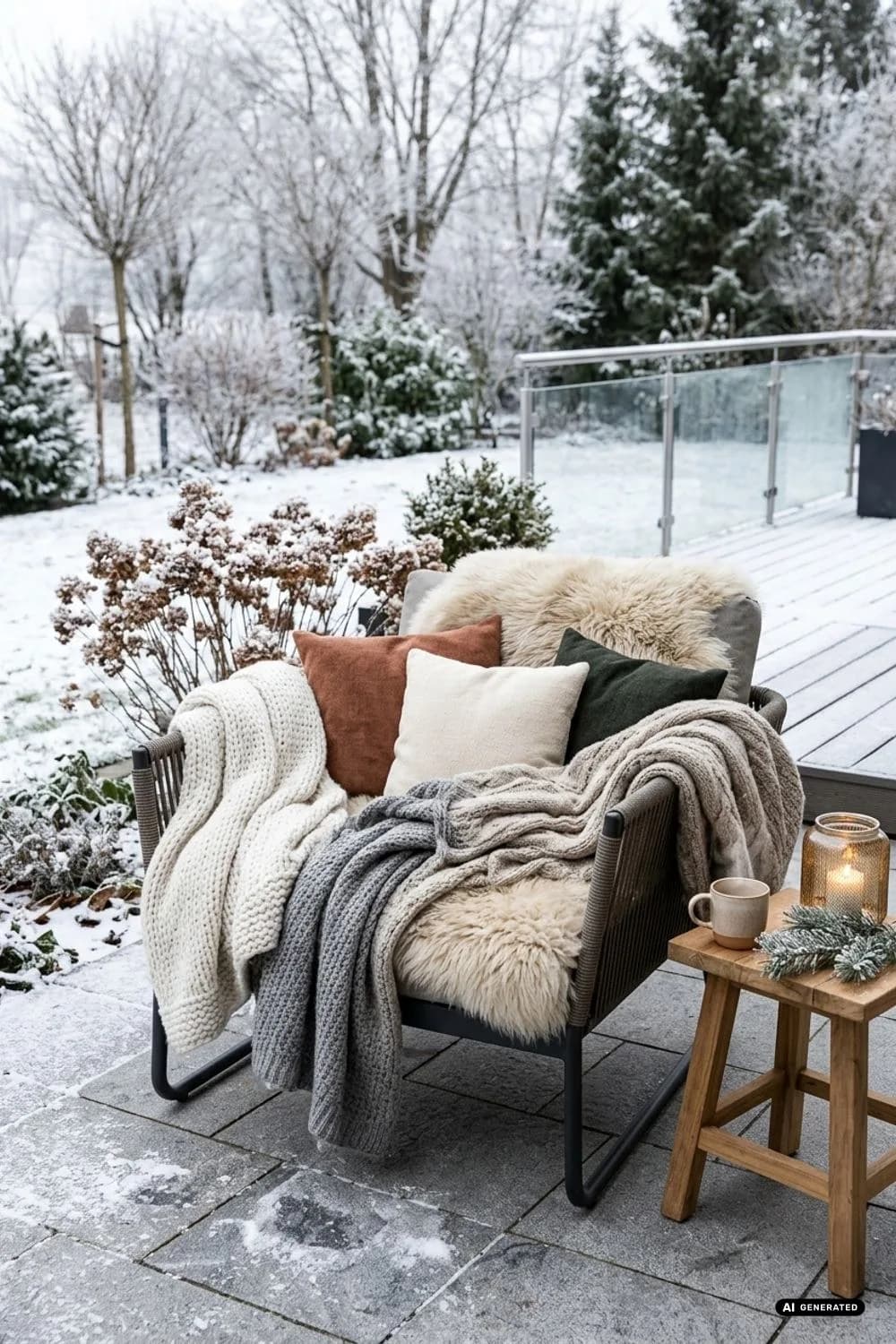 Kuschelige Textilien: Wärme zum Hineinmümmeln – 12 Ideen für eine Winterterrasse im Hygge-Stil