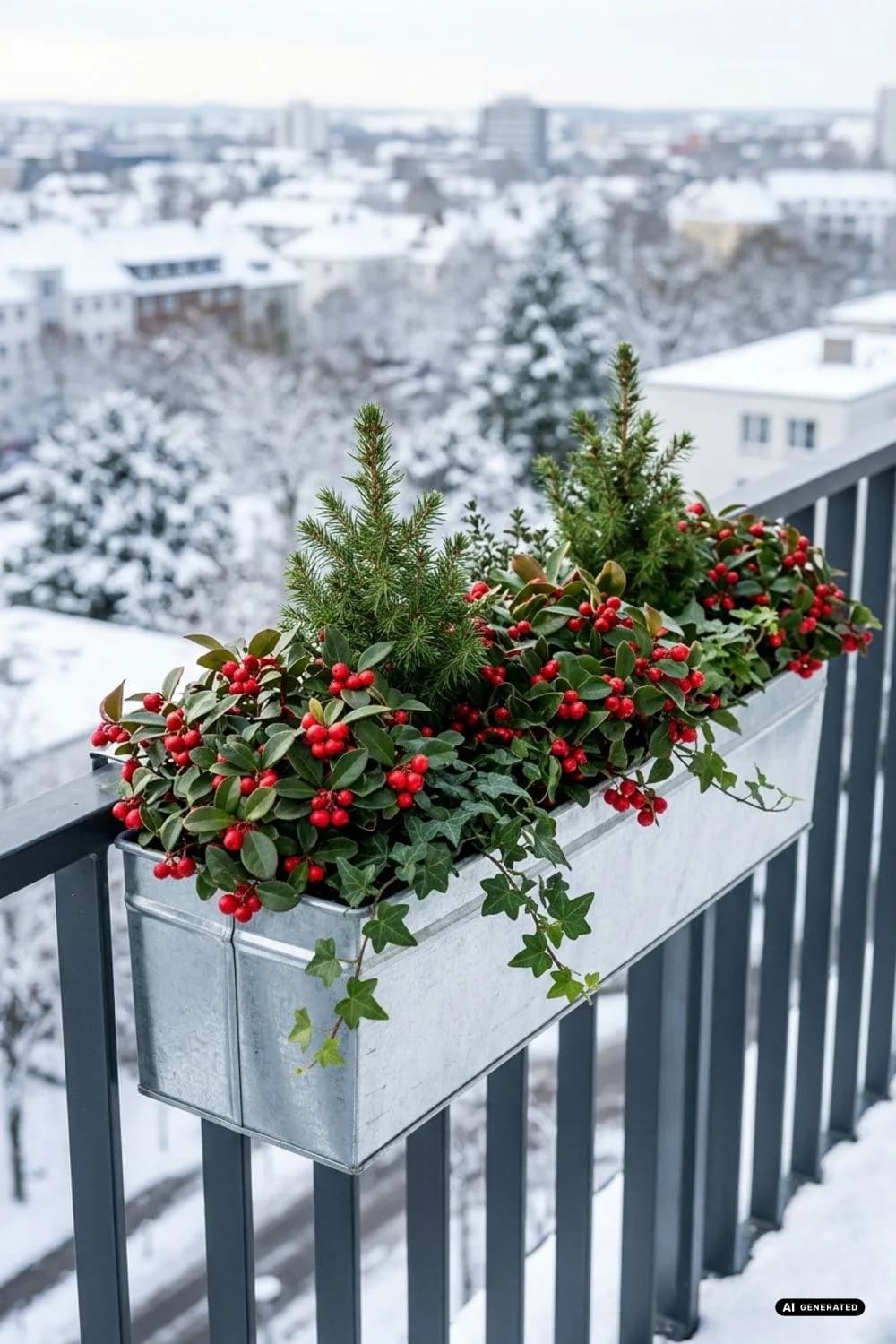 Zink-Blumenkasten mit leuchtenden Scheinbeeren – 14 Ideen mit Zink & Emaille für winterliche Gartendeko