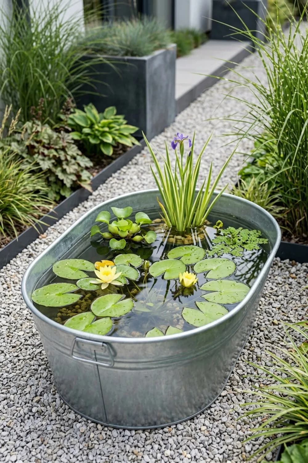 Ein romantischer Miniteich: Stille Oase im Kleinformat – Zinkwanne dekorieren im Garten: 10 schöne Ideen